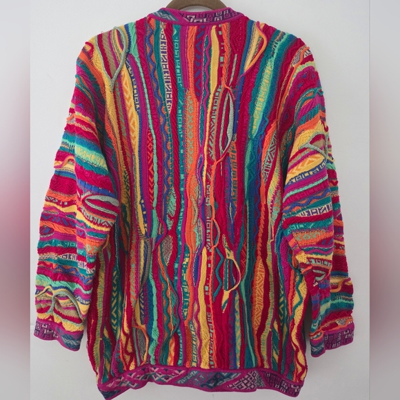 COOGI Vintage 90's 3D Knit Vibrant Multicolor Cotton Intricate Knit Swaeter L - Picture 3 of 9